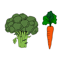 Illustration alimentation healthy légumes brocoli carotte