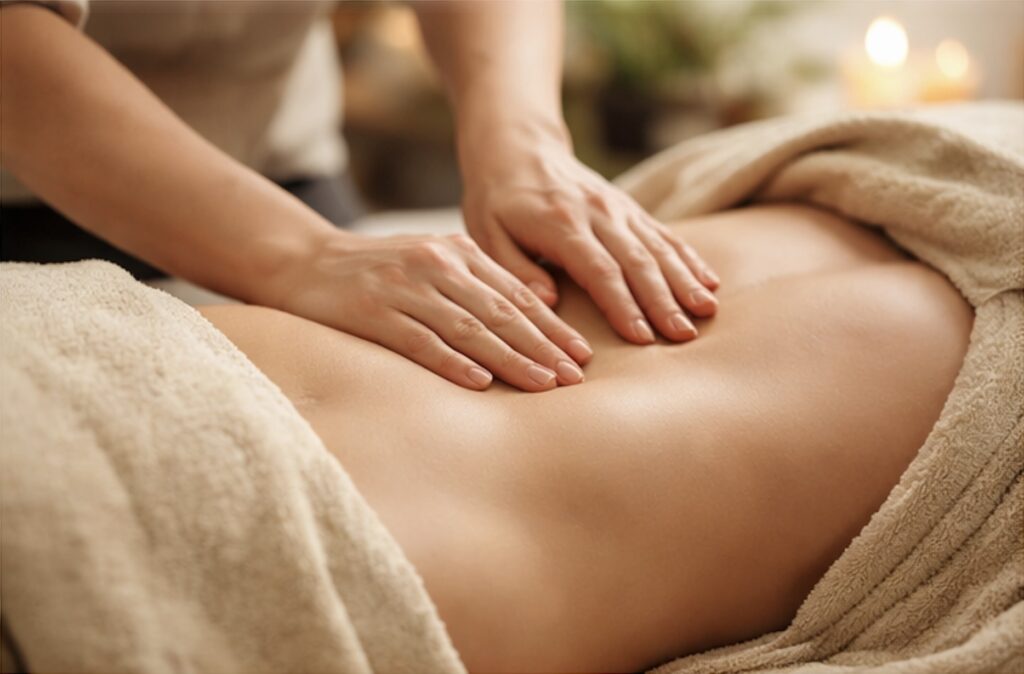 Massage abdominal Chi Nei Tsang favorisant la détente du ventre et la digestion